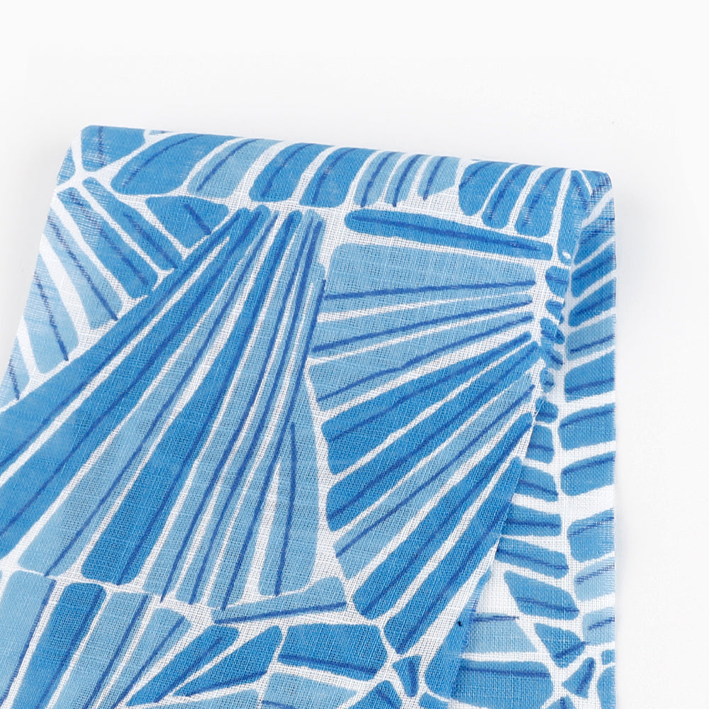 Leaf Stripe Jumble Cotton Muslin - Blue