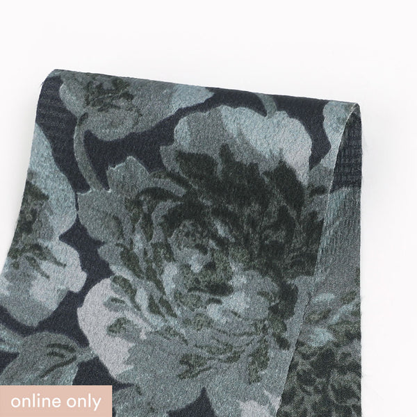 Peony Hammered Poly Satin - Grayscale