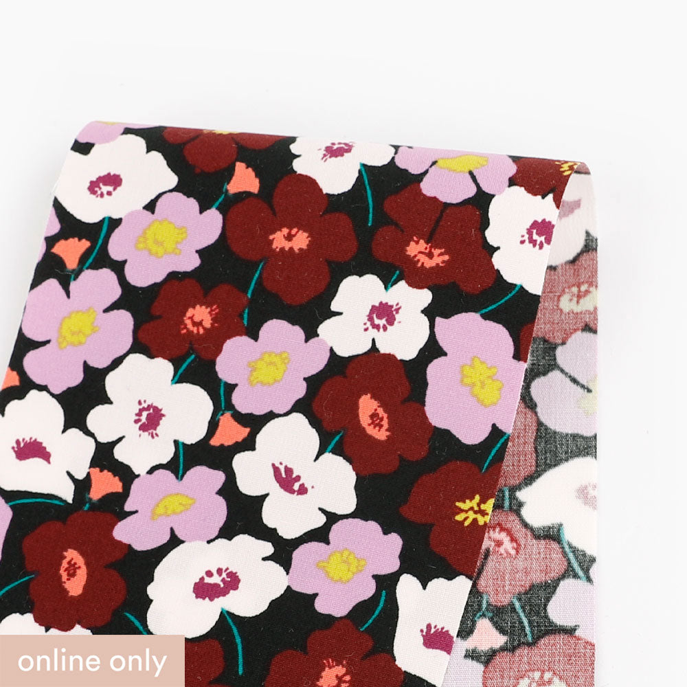 Poppy Meadow Stretch Cotton - Black Mix