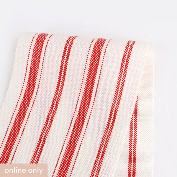 Awning Stripe Basketweave Linen / Lycocell - Red
