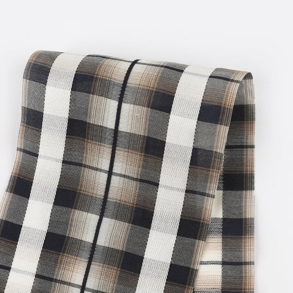 Satin Stripe Viscose / Cotton Plaid - Ink