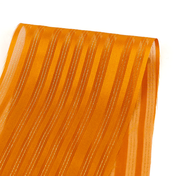 Sheer Metallic Stripe Silk - Saffron