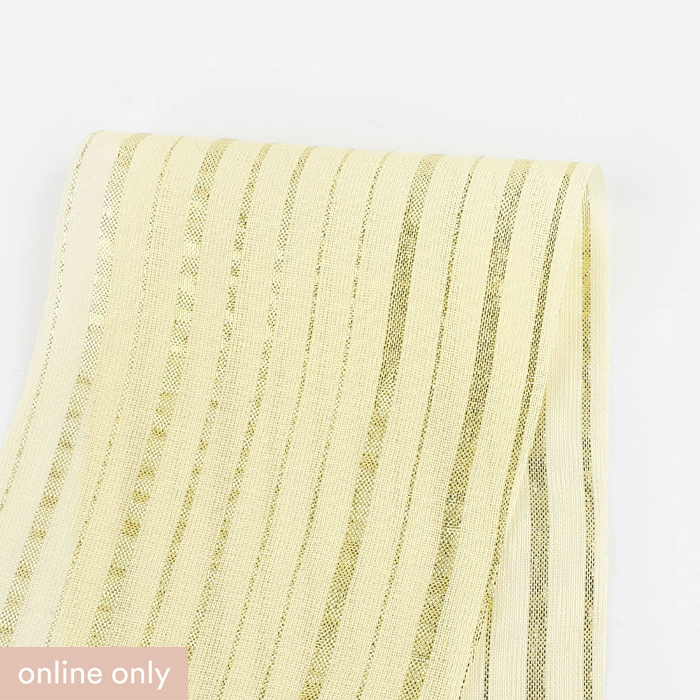 Shimmer Stripe Muslin - Gold Banana