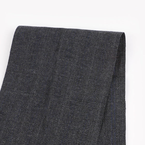 Stripe Herringbone Wool Suiting - Gunmetal / Royal