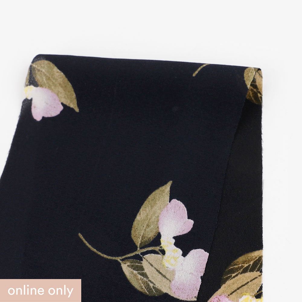 Sweet Pea Double Georgette - Black  (remnant)