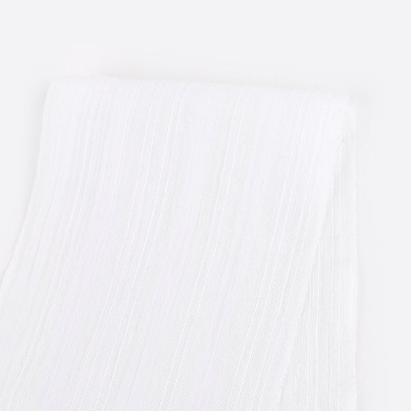 Self Stripe Crinkle Muslin - White