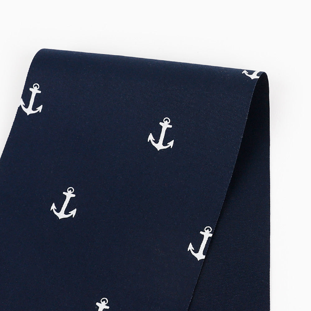 Anchor Stretch Cotton Shirting - Navy