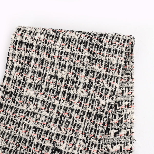 Slubby Cotton Blend Tweed - Granite / Fluro Pink
