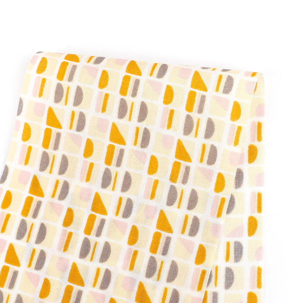 Retro Mini Block Cotton Voile - Sunshine