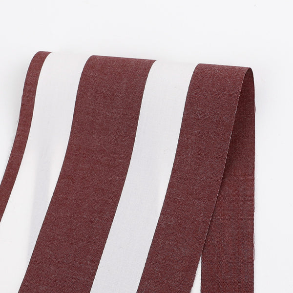 Bold Stripe Cotton Shirting - White / Wine