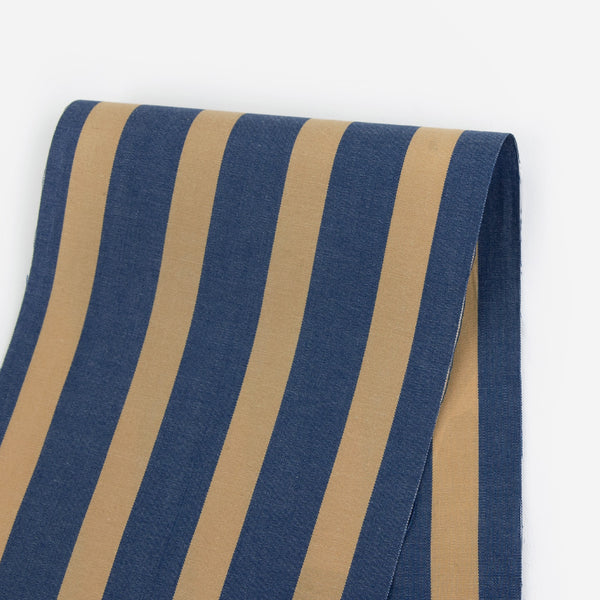 Club Stripe Cotton Shirting - Navy / Beige