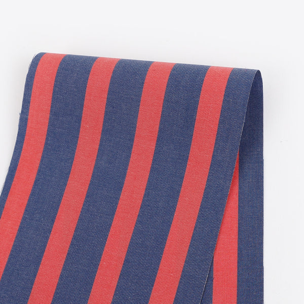 Club Stripe Cotton Shirting - Navy / Red
