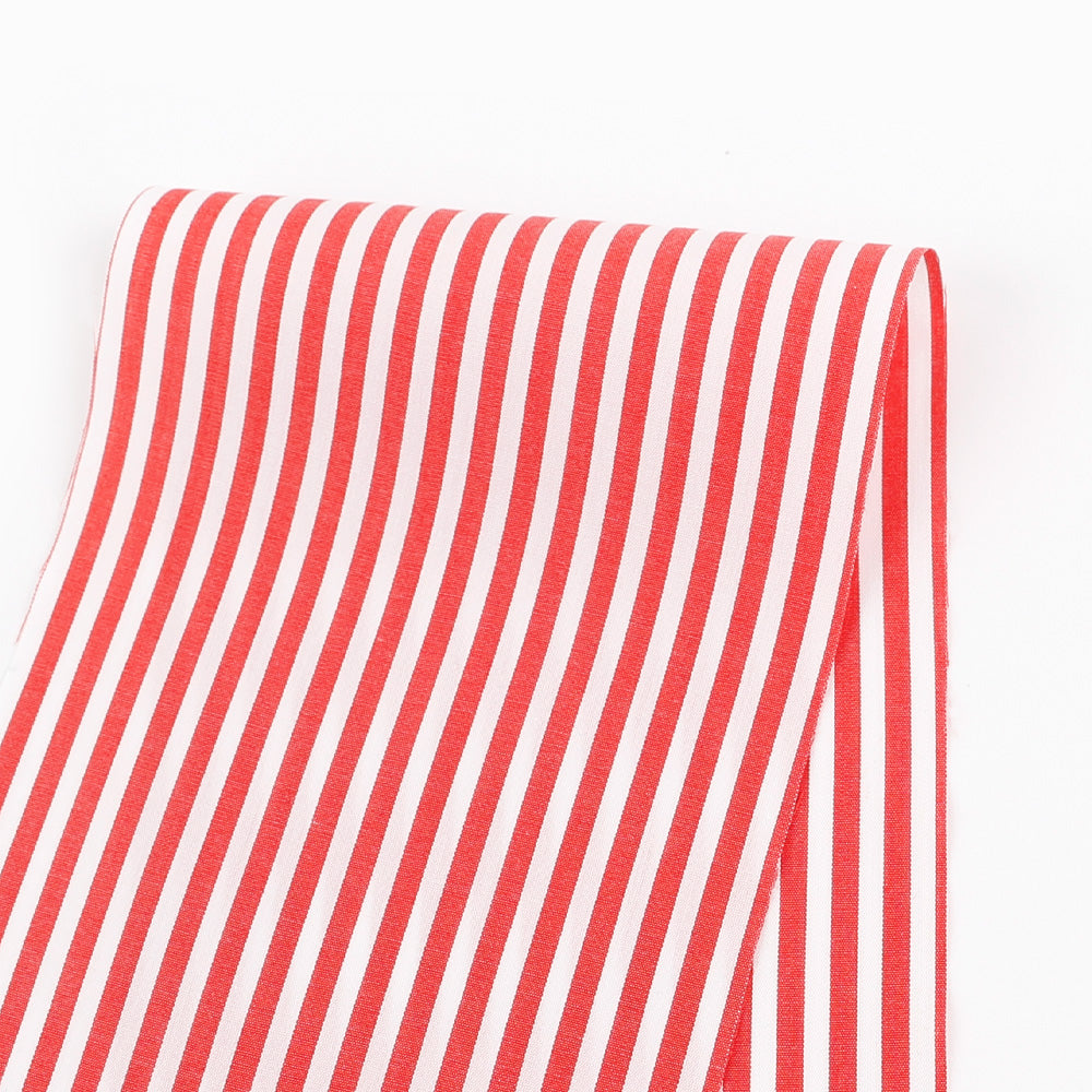 Lightweight Candy Stripe Cotton / Cupro - Red