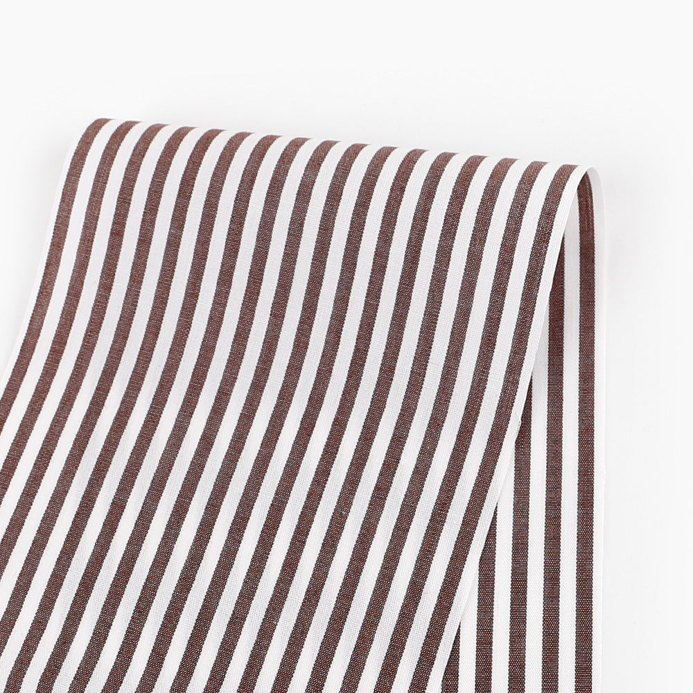Candy Stripe Cotton Shirting - Chocolate