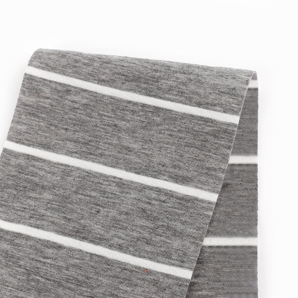 Glowing Striped Tencel / Cashmere Jersey - Grey Marle