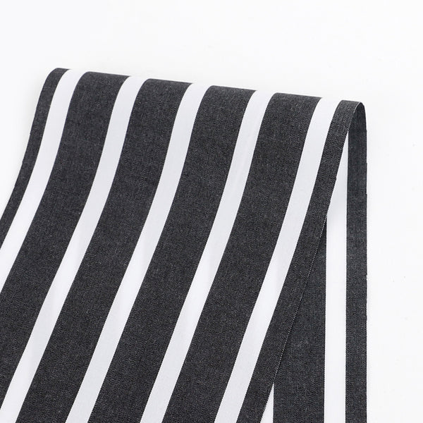 Butchers Stripe Cotton Shirting - Black