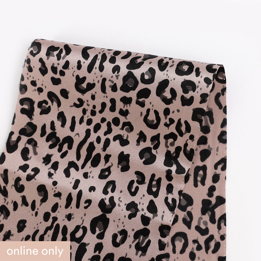 Leopard Poly Satin Lining - Taupe