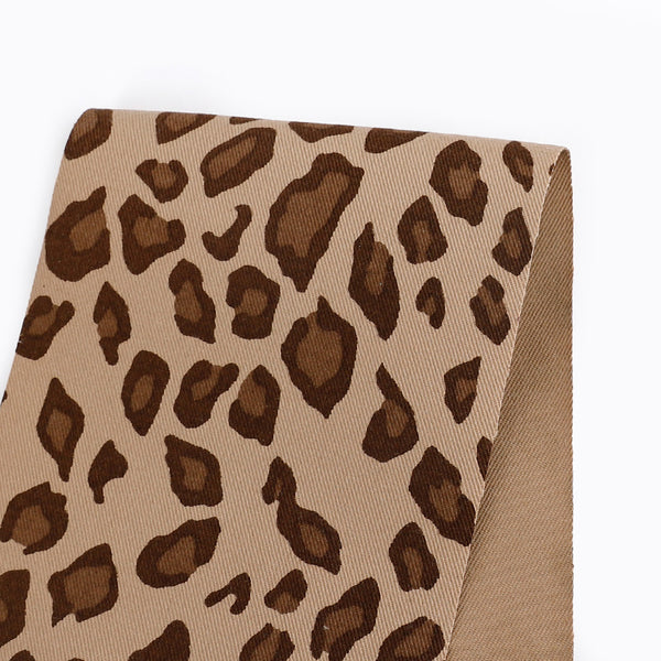 Leopard Print Stretch Cotton Drill - Cappuccino
