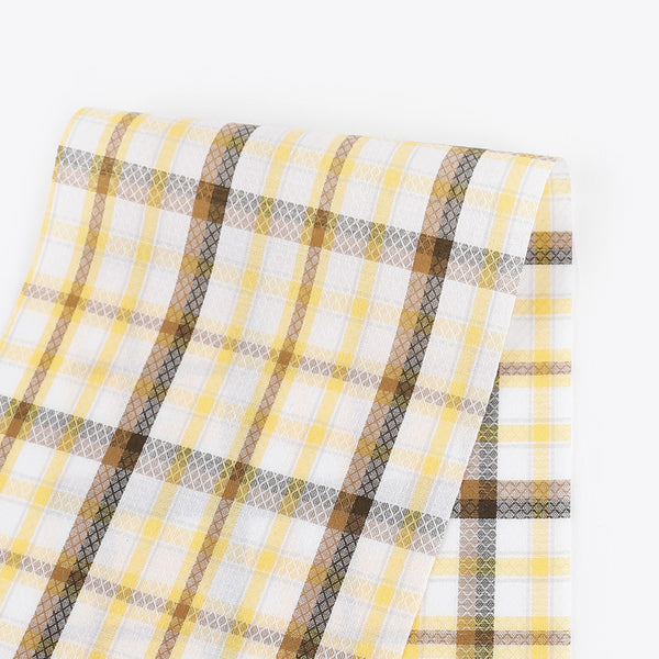 Retro Check Cotton Shirting - Yellow / Brown