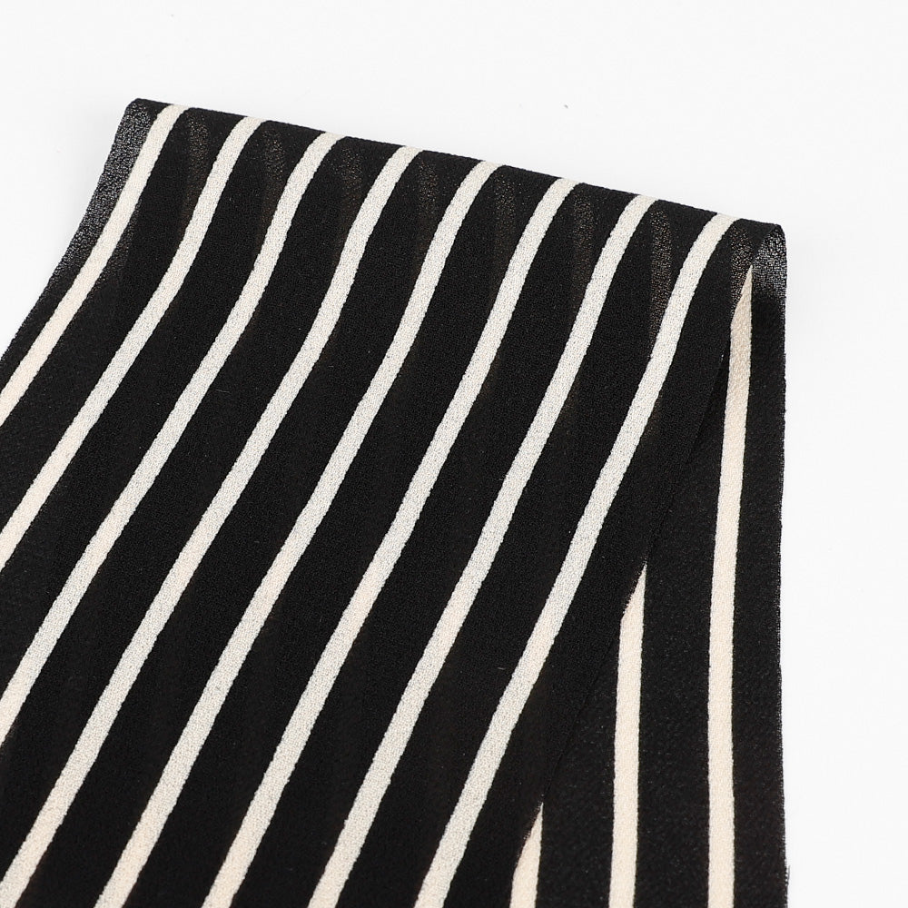 Striped Viscose Georgette - Black / Cream