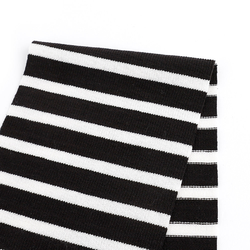 Midweight Stretch Tencel Stripe Jersey - Black / White