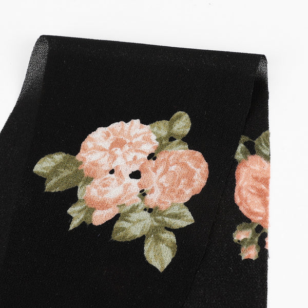 Vintage Rose Viscose Georgette - Black