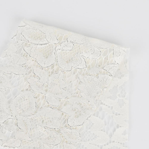 Silver Foil Lace - White