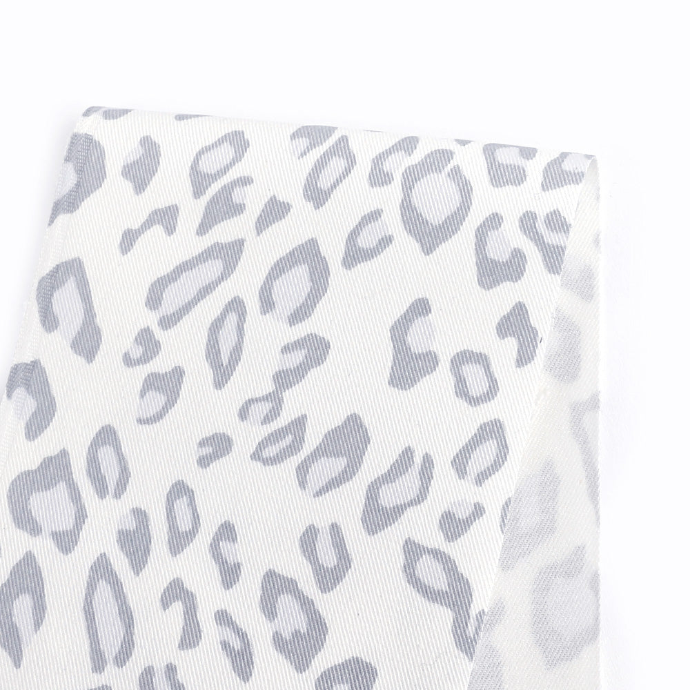 Leopard Print Stretch Cotton Drill - Dove