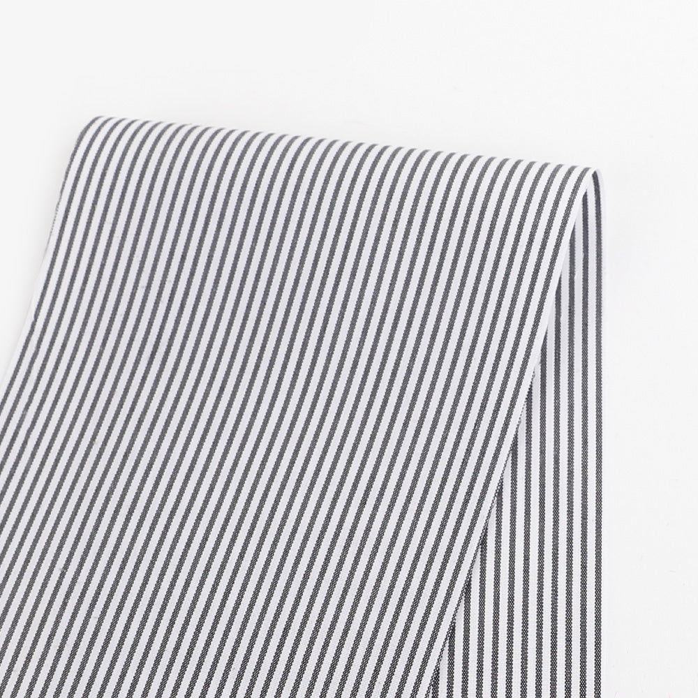 Small Stripe Cotton Shirting - Black / White