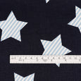 Striped Star Stretch Cotton Sateen - Navy